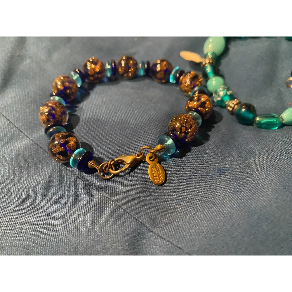 Murano Glass Beaded Bracelets Set of 2 Gold Filled and Silver Italian Jewelry